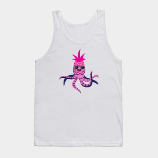 Pink Pineapple Octopus With Glasses and Papillon Tank Top